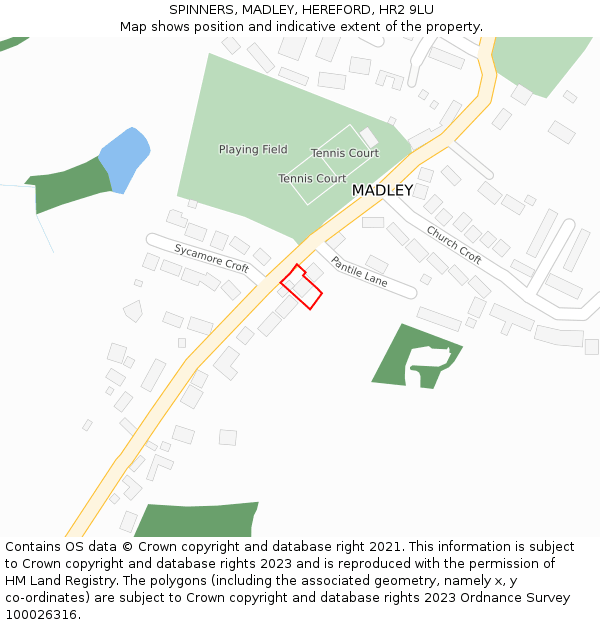 SPINNERS, MADLEY, HEREFORD, HR2 9LU: Location map and indicative extent of plot