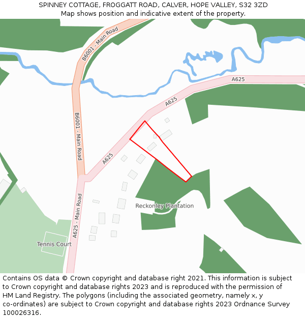 SPINNEY COTTAGE, FROGGATT ROAD, CALVER, HOPE VALLEY, S32 3ZD: Location map and indicative extent of plot