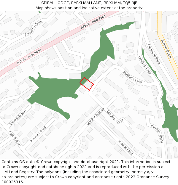 SPIRAL LODGE, PARKHAM LANE, BRIXHAM, TQ5 9JR: Location map and indicative extent of plot