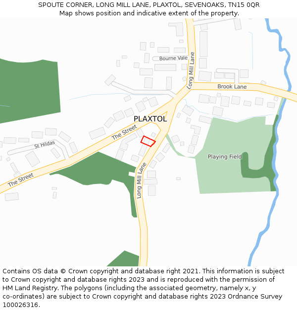 SPOUTE CORNER, LONG MILL LANE, PLAXTOL, SEVENOAKS, TN15 0QR: Location map and indicative extent of plot