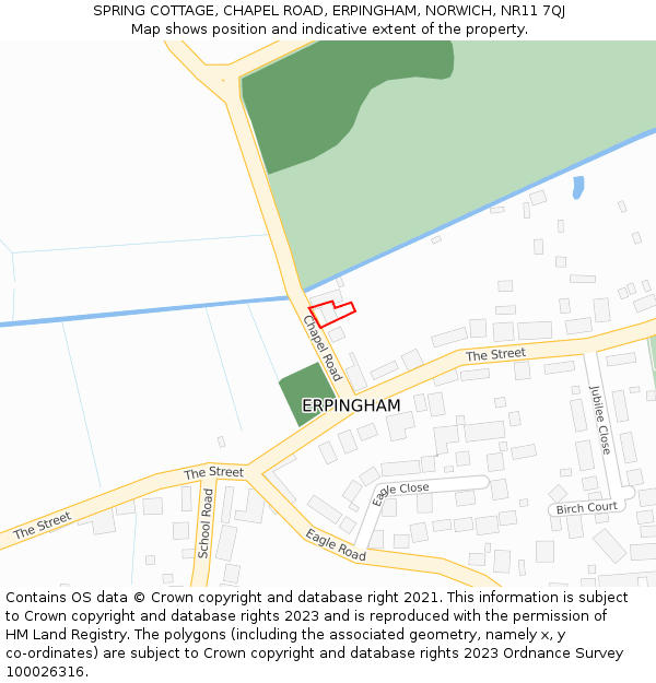 SPRING COTTAGE, CHAPEL ROAD, ERPINGHAM, NORWICH, NR11 7QJ: Location map and indicative extent of plot