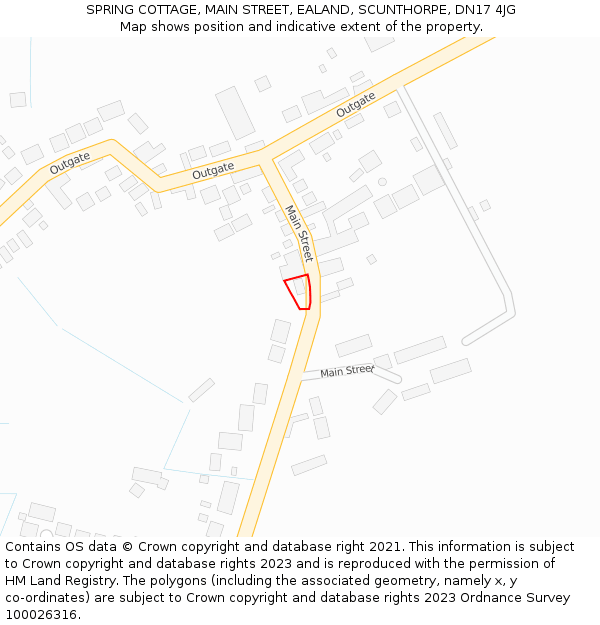 SPRING COTTAGE, MAIN STREET, EALAND, SCUNTHORPE, DN17 4JG: Location map and indicative extent of plot