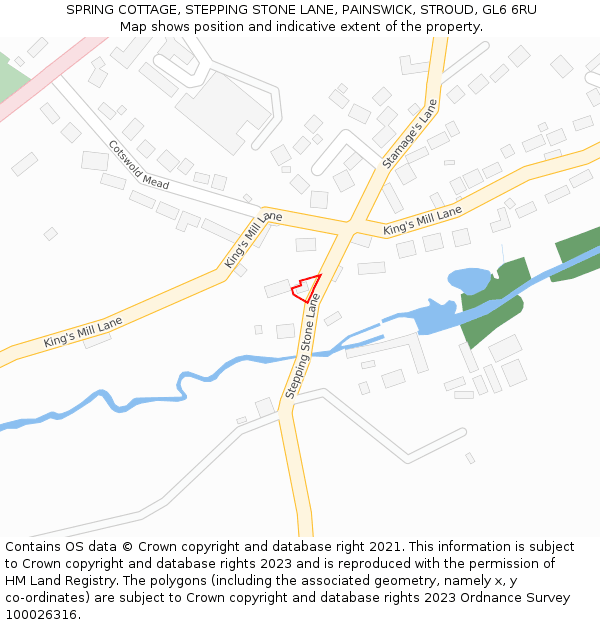 SPRING COTTAGE, STEPPING STONE LANE, PAINSWICK, STROUD, GL6 6RU: Location map and indicative extent of plot