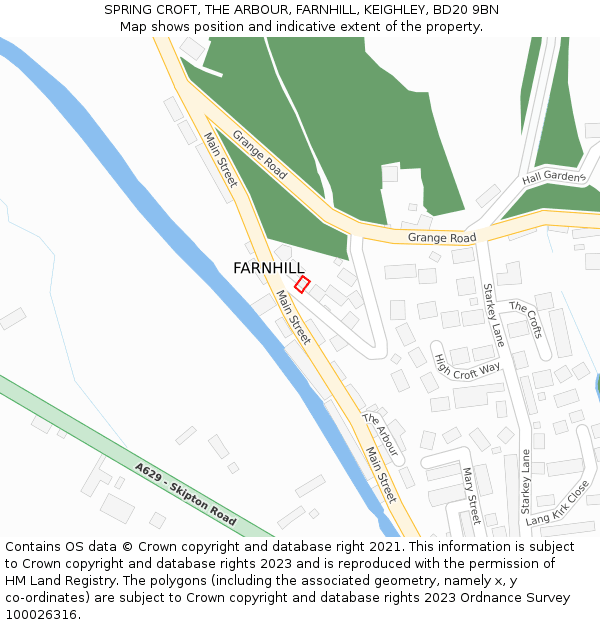 SPRING CROFT, THE ARBOUR, FARNHILL, KEIGHLEY, BD20 9BN: Location map and indicative extent of plot