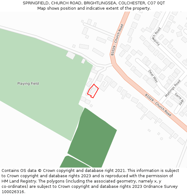 SPRINGFIELD, CHURCH ROAD, BRIGHTLINGSEA, COLCHESTER, CO7 0QT: Location map and indicative extent of plot