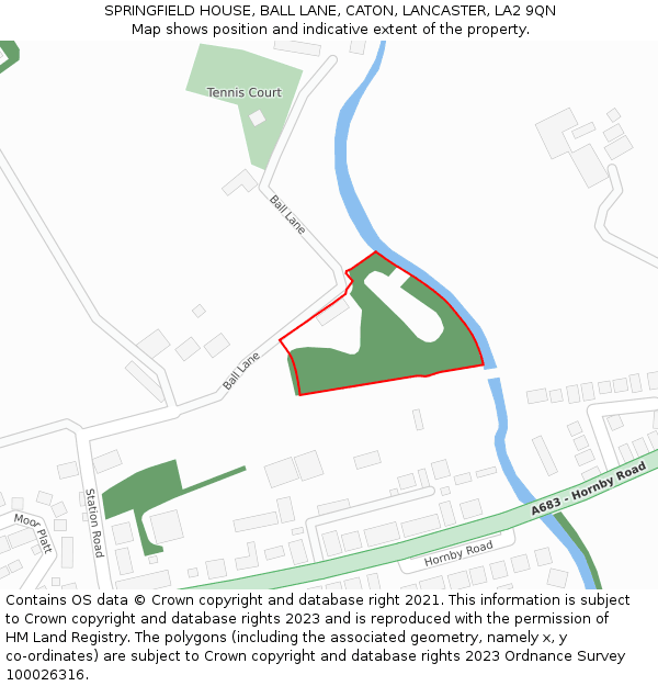 SPRINGFIELD HOUSE, BALL LANE, CATON, LANCASTER, LA2 9QN: Location map and indicative extent of plot