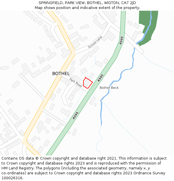 SPRINGFIELD, PARK VIEW, BOTHEL, WIGTON, CA7 2JD: Location map and indicative extent of plot