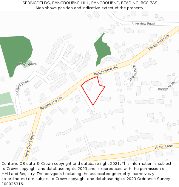 SPRINGFIELDS, PANGBOURNE HILL, PANGBOURNE, READING, RG8 7AS: Location map and indicative extent of plot