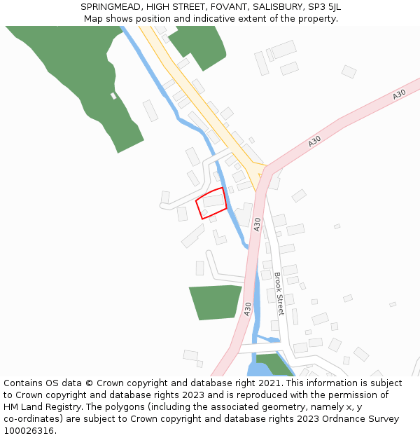 SPRINGMEAD, HIGH STREET, FOVANT, SALISBURY, SP3 5JL: Location map and indicative extent of plot