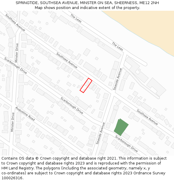 SPRINGTIDE, SOUTHSEA AVENUE, MINSTER ON SEA, SHEERNESS, ME12 2NH: Location map and indicative extent of plot