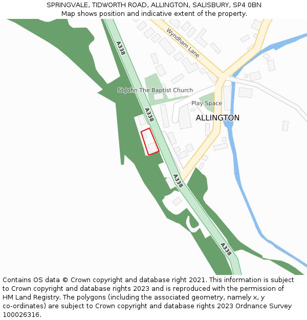 SPRINGVALE, TIDWORTH ROAD, ALLINGTON, SALISBURY, SP4 0BN: Location map and indicative extent of plot