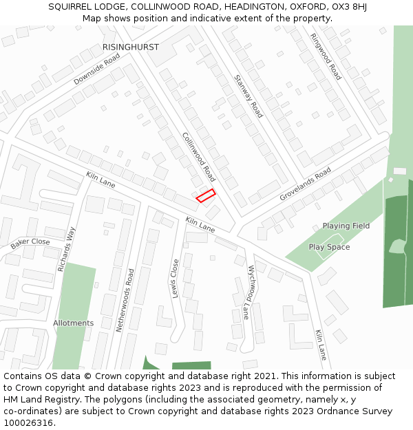 SQUIRREL LODGE, COLLINWOOD ROAD, HEADINGTON, OXFORD, OX3 8HJ: Location map and indicative extent of plot