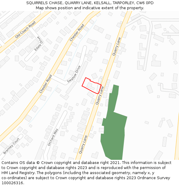 SQUIRRELS CHASE, QUARRY LANE, KELSALL, TARPORLEY, CW6 0PD: Location map and indicative extent of plot