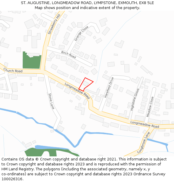 ST. AUGUSTINE, LONGMEADOW ROAD, LYMPSTONE, EXMOUTH, EX8 5LE: Location map and indicative extent of plot