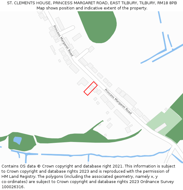 ST. CLEMENTS HOUSE, PRINCESS MARGARET ROAD, EAST TILBURY, TILBURY, RM18 8PB: Location map and indicative extent of plot