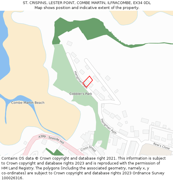 ST. CRISPINS, LESTER POINT, COMBE MARTIN, ILFRACOMBE, EX34 0DL: Location map and indicative extent of plot