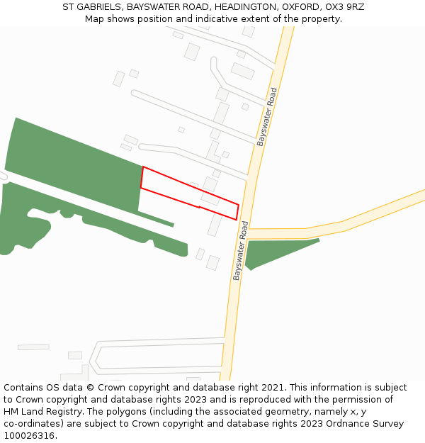 ST GABRIELS, BAYSWATER ROAD, HEADINGTON, OXFORD, OX3 9RZ: Location map and indicative extent of plot