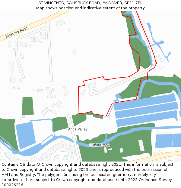 ST VINCENTS, SALISBURY ROAD, ANDOVER, SP11 7PH: Location map and indicative extent of plot