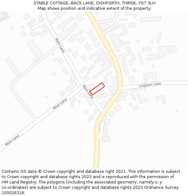 STABLE COTTAGE, BACK LANE, DISHFORTH, THIRSK, YO7 3LH: Location map and indicative extent of plot