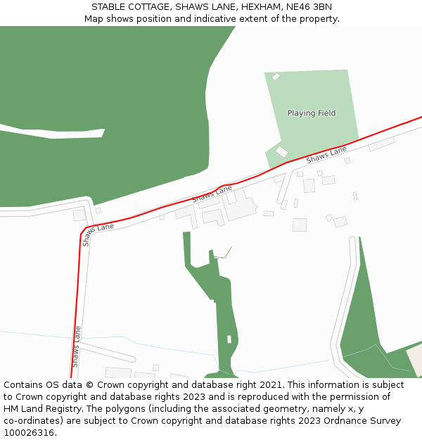STABLE COTTAGE, SHAWS LANE, HEXHAM, NE46 3BN: Location map and indicative extent of plot