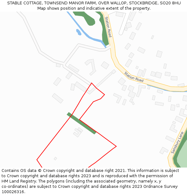 STABLE COTTAGE, TOWNSEND MANOR FARM, OVER WALLOP, STOCKBRIDGE, SO20 8HU: Location map and indicative extent of plot