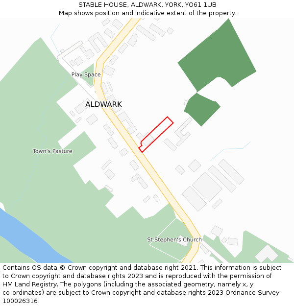 STABLE HOUSE, ALDWARK, YORK, YO61 1UB: Location map and indicative extent of plot