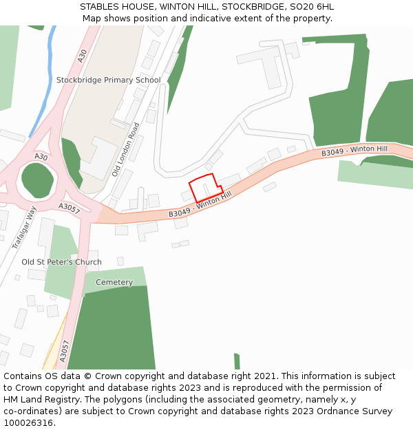 STABLES HOUSE, WINTON HILL, STOCKBRIDGE, SO20 6HL: Location map and indicative extent of plot