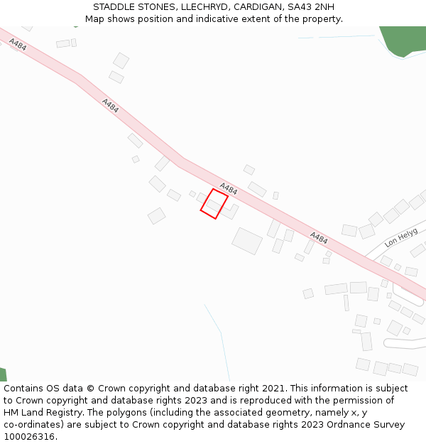 STADDLE STONES, LLECHRYD, CARDIGAN, SA43 2NH: Location map and indicative extent of plot