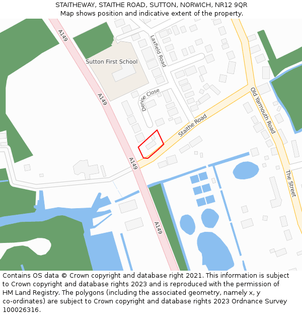 STAITHEWAY, STAITHE ROAD, SUTTON, NORWICH, NR12 9QR: Location map and indicative extent of plot