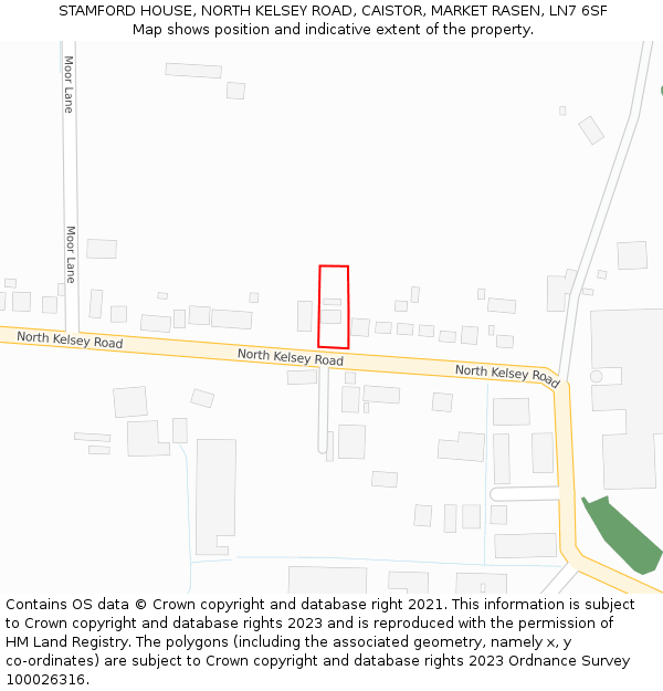 STAMFORD HOUSE, NORTH KELSEY ROAD, CAISTOR, MARKET RASEN, LN7 6SF: Location map and indicative extent of plot