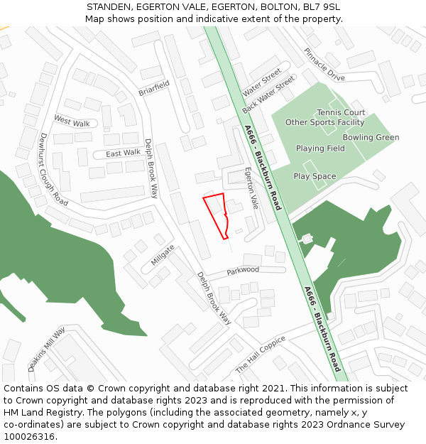 STANDEN, EGERTON VALE, EGERTON, BOLTON, BL7 9SL: Location map and indicative extent of plot