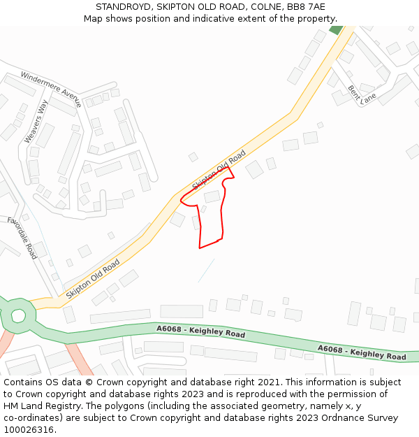 STANDROYD, SKIPTON OLD ROAD, COLNE, BB8 7AE: Location map and indicative extent of plot