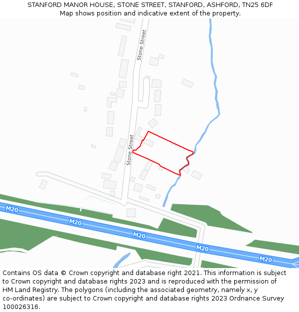 STANFORD MANOR HOUSE, STONE STREET, STANFORD, ASHFORD, TN25 6DF: Location map and indicative extent of plot