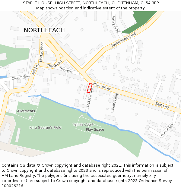 STAPLE HOUSE, HIGH STREET, NORTHLEACH, CHELTENHAM, GL54 3EP: Location map and indicative extent of plot