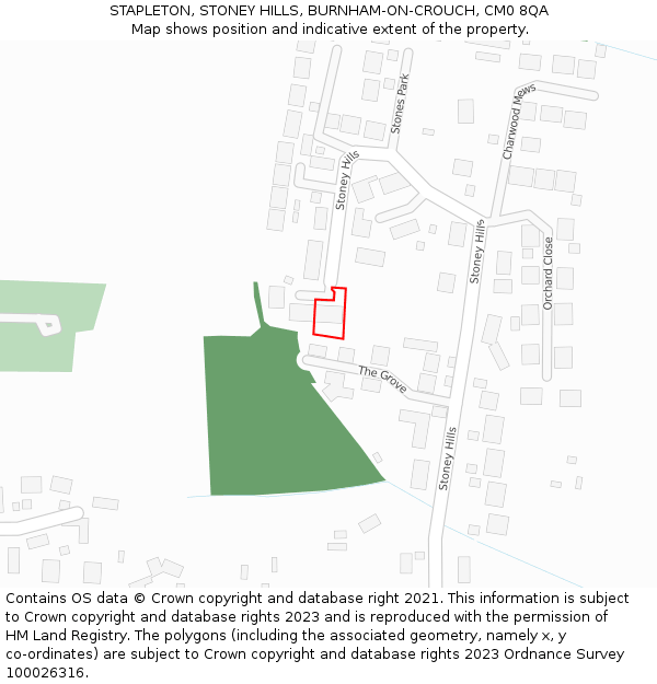 STAPLETON, STONEY HILLS, BURNHAM-ON-CROUCH, CM0 8QA: Location map and indicative extent of plot