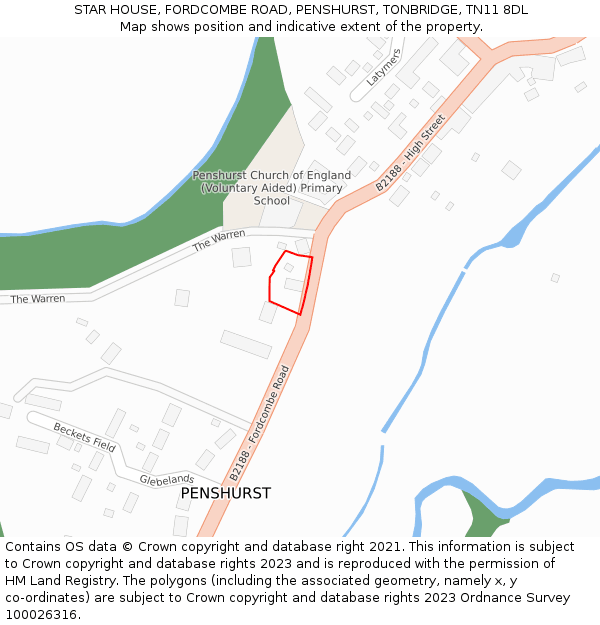 STAR HOUSE, FORDCOMBE ROAD, PENSHURST, TONBRIDGE, TN11 8DL: Location map and indicative extent of plot