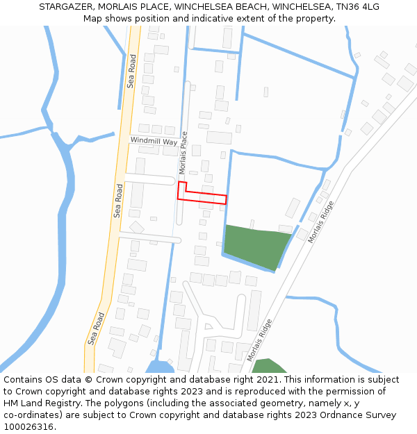 STARGAZER, MORLAIS PLACE, WINCHELSEA BEACH, WINCHELSEA, TN36 4LG: Location map and indicative extent of plot