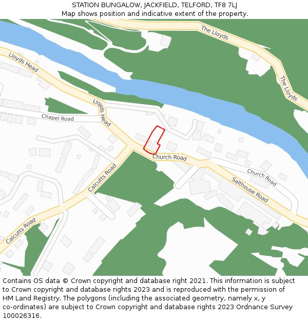 STATION BUNGALOW, JACKFIELD, TELFORD, TF8 7LJ: Location map and indicative extent of plot