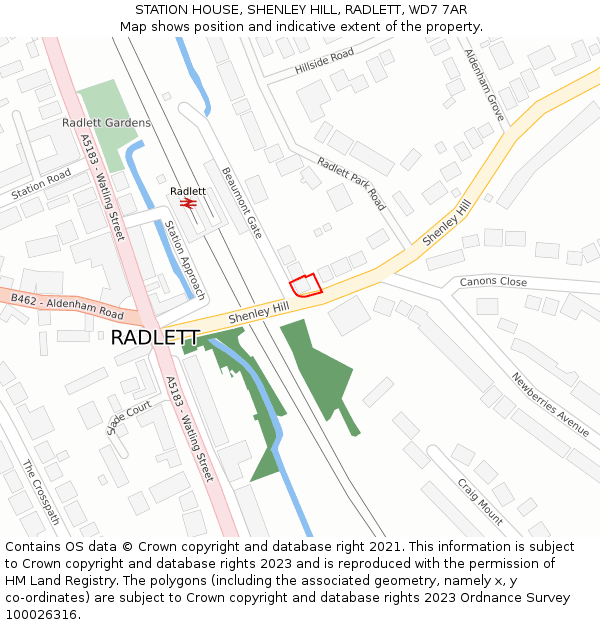 STATION HOUSE, SHENLEY HILL, RADLETT, WD7 7AR: Location map and indicative extent of plot