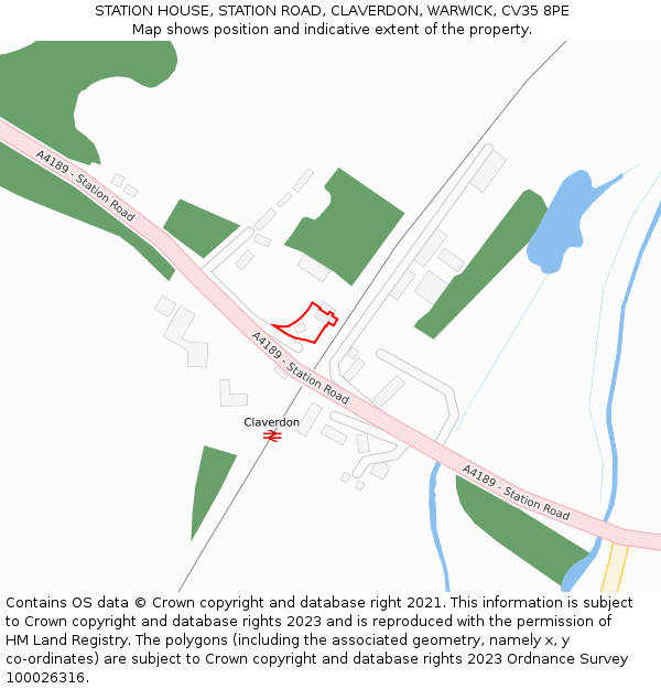 STATION HOUSE, STATION ROAD, CLAVERDON, WARWICK, CV35 8PE: Location map and indicative extent of plot