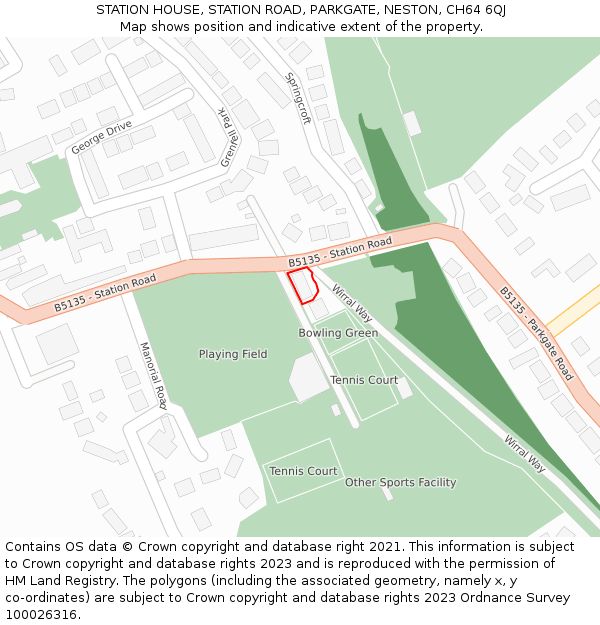 STATION HOUSE, STATION ROAD, PARKGATE, NESTON, CH64 6QJ: Location map and indicative extent of plot