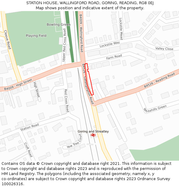 STATION HOUSE, WALLINGFORD ROAD, GORING, READING, RG8 0EJ: Location map and indicative extent of plot