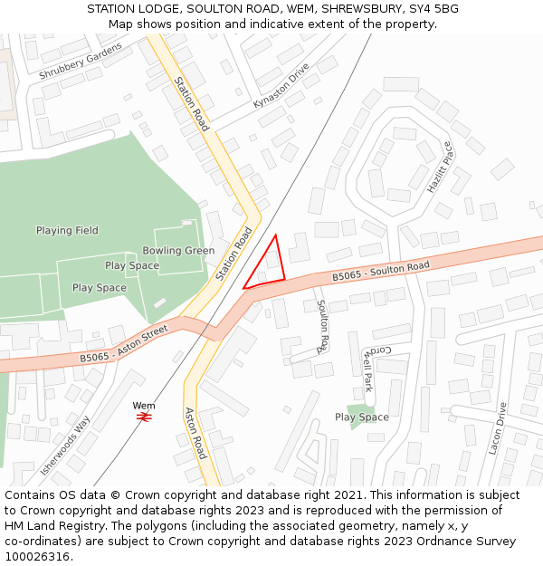 STATION LODGE, SOULTON ROAD, WEM, SHREWSBURY, SY4 5BG: Location map and indicative extent of plot