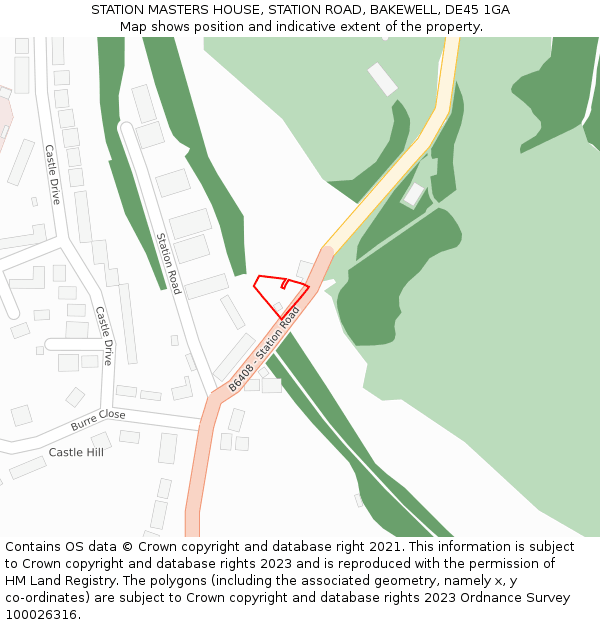 STATION MASTERS HOUSE, STATION ROAD, BAKEWELL, DE45 1GA: Location map and indicative extent of plot