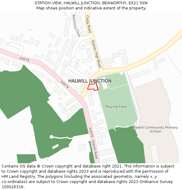 STATION VIEW, HALWILL JUNCTION, BEAWORTHY, EX21 5XW: Location map and indicative extent of plot