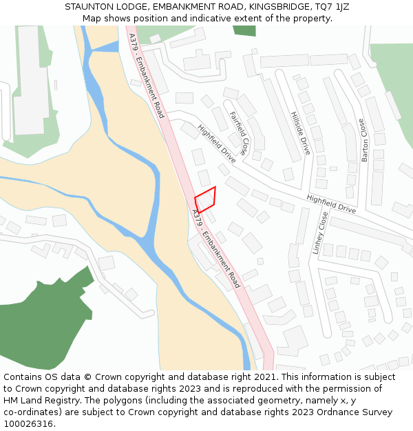 STAUNTON LODGE, EMBANKMENT ROAD, KINGSBRIDGE, TQ7 1JZ: Location map and indicative extent of plot