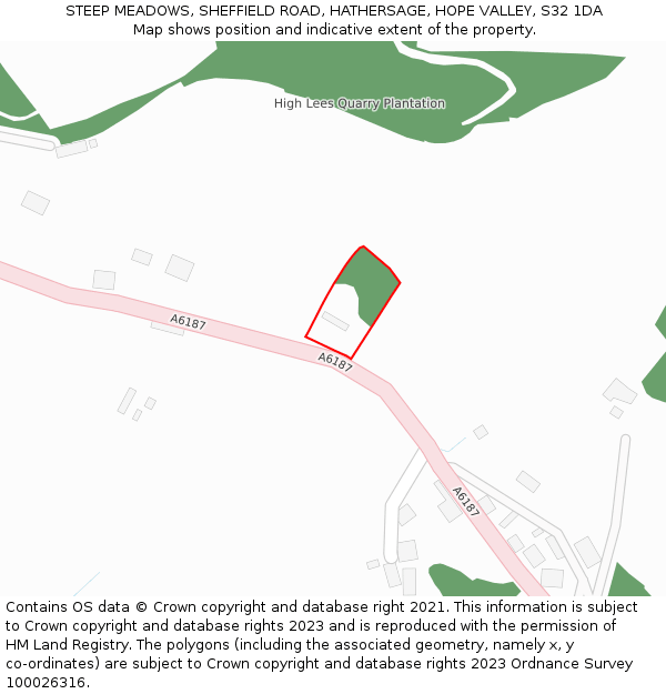 STEEP MEADOWS, SHEFFIELD ROAD, HATHERSAGE, HOPE VALLEY, S32 1DA: Location map and indicative extent of plot
