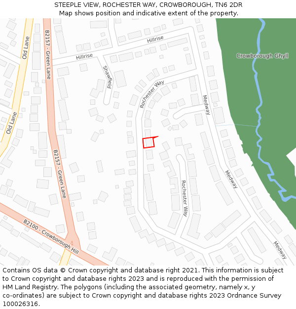 STEEPLE VIEW, ROCHESTER WAY, CROWBOROUGH, TN6 2DR: Location map and indicative extent of plot