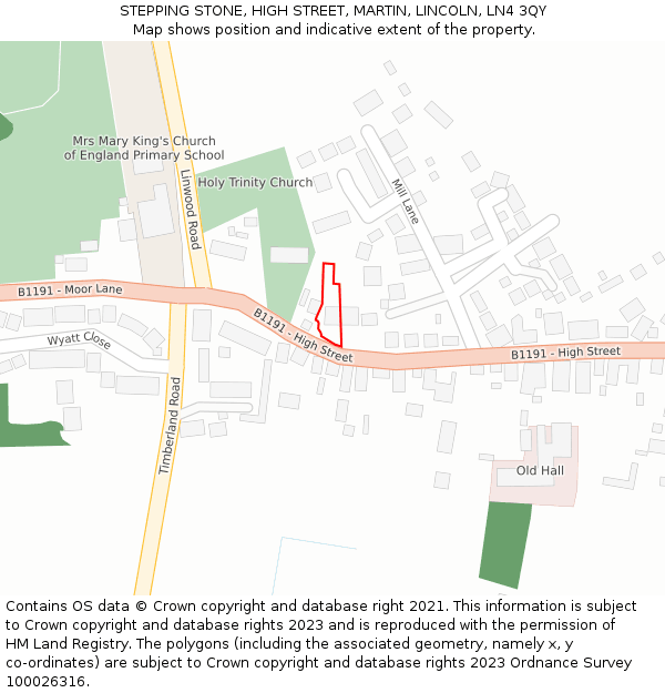 STEPPING STONE, HIGH STREET, MARTIN, LINCOLN, LN4 3QY: Location map and indicative extent of plot