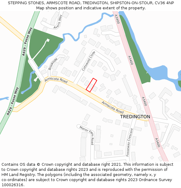 STEPPING STONES, ARMSCOTE ROAD, TREDINGTON, SHIPSTON-ON-STOUR, CV36 4NP: Location map and indicative extent of plot